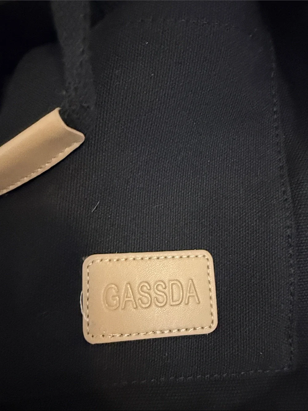 Black Canvas Crossbody Bag with Tan Accents